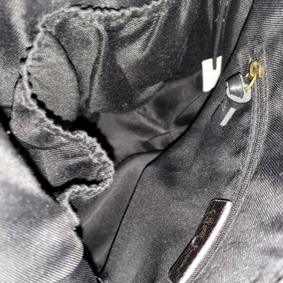 Elliot Luca Leather Bucket Crossbody Handbag Black w White Tassel Pull - Picture 10 of 16